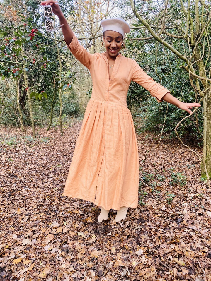 Peachy Silk Maxi Shirt-Dress - One Wear Freedom 