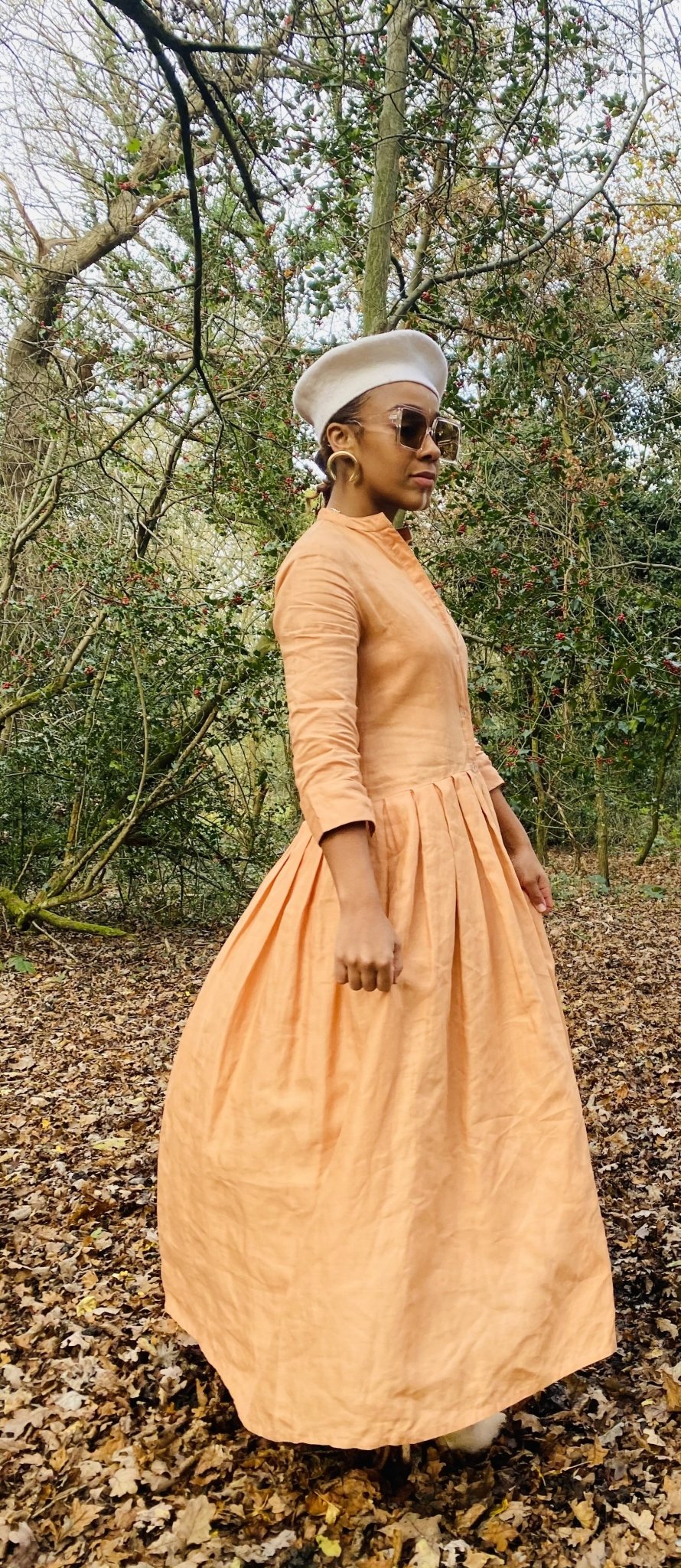 Peachy Silk Maxi Shirt-Dress - One Wear Freedom 