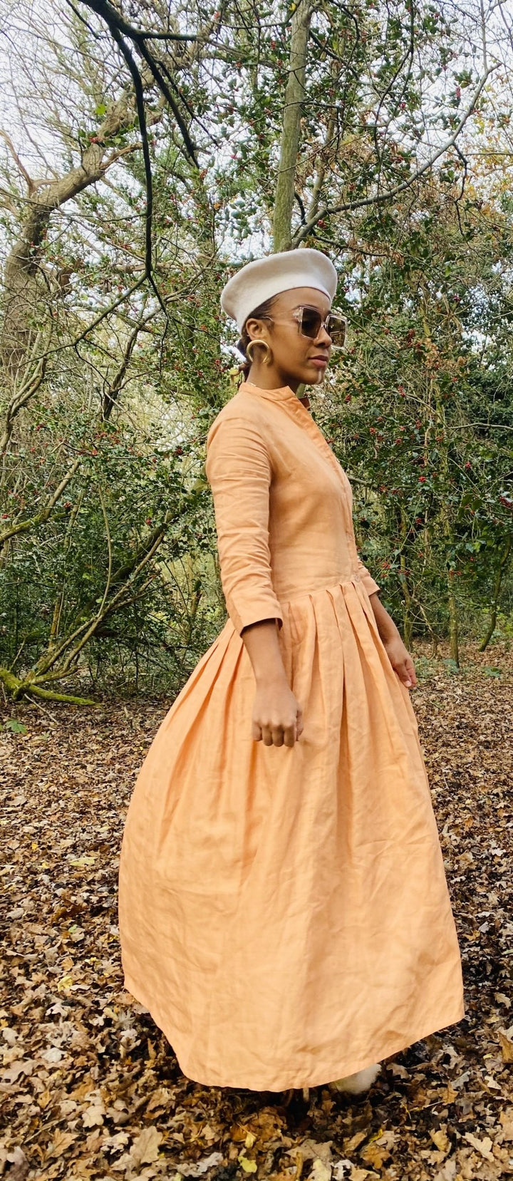 Peachy Silk Maxi Shirt-Dress - One Wear Freedom 