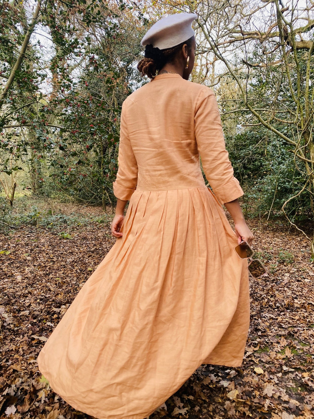 Peachy Silk Maxi Shirt-Dress - One Wear Freedom 