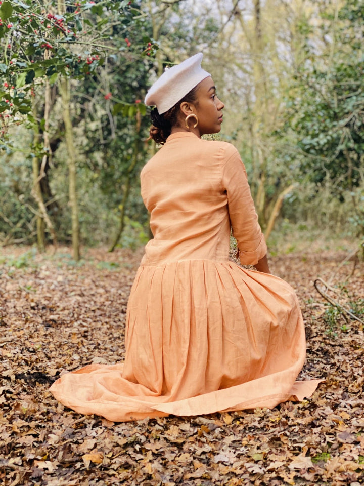 Peachy Silk Maxi Shirt-Dress - One Wear Freedom 
