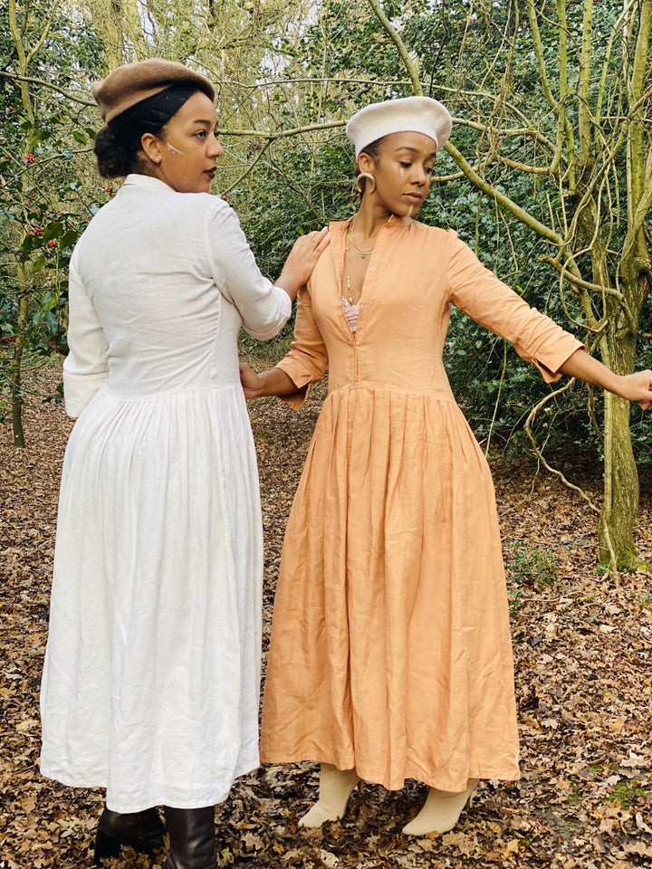 Peachy Silk Maxi Shirt-Dress - One Wear Freedom 