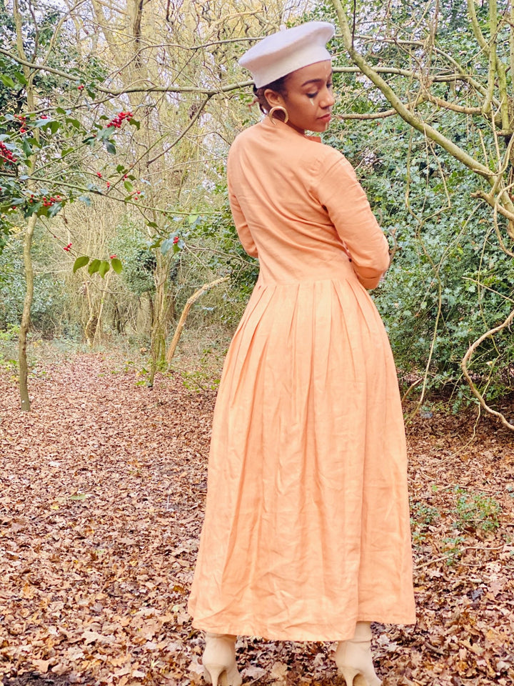 Peachy Silk Maxi Shirt-Dress - One Wear Freedom 