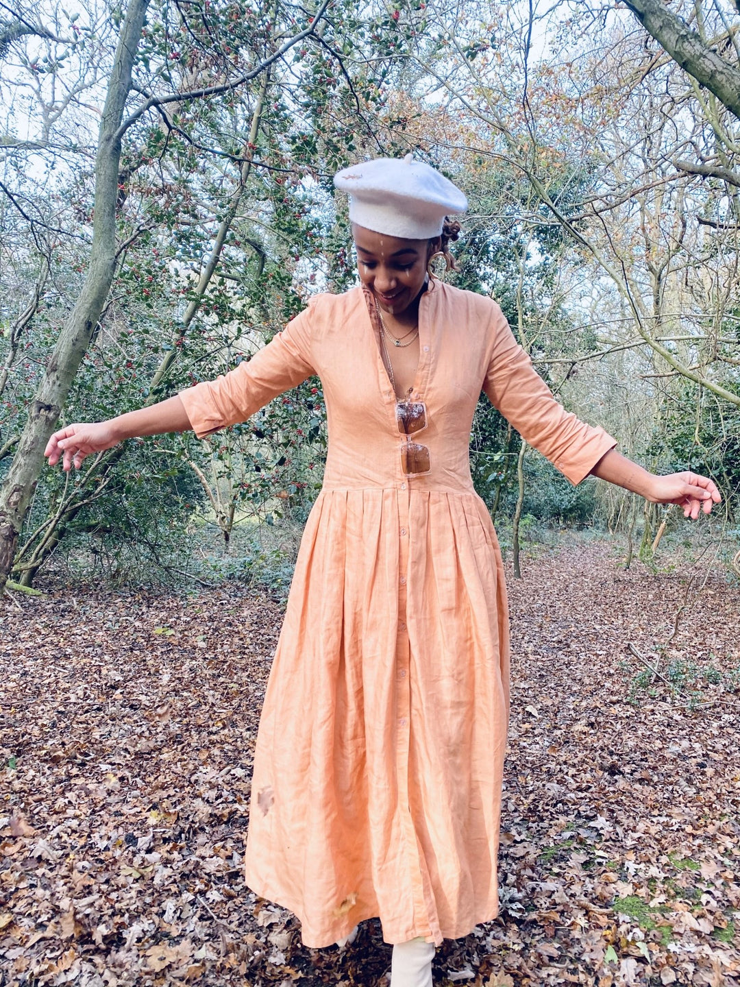 Peachy Silk Maxi Shirt-Dress - One Wear Freedom 