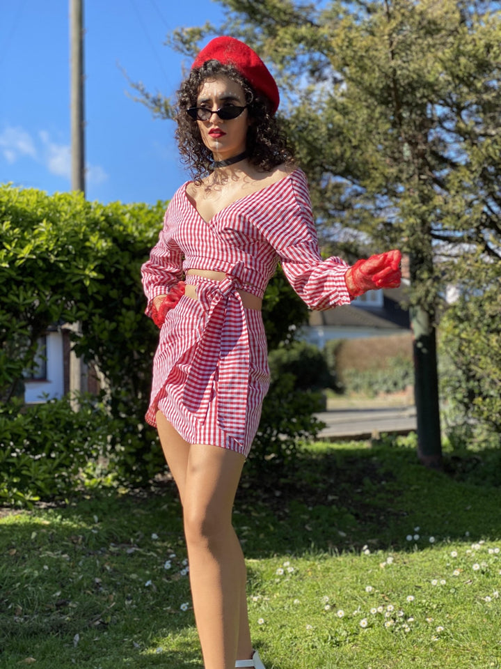 Picnic Barbie Wrap Shirt + Mini Skirt Co-ord - One Wear Freedom 