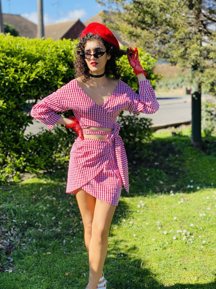 Picnic Barbie Wrap Shirt + Mini Skirt Co-ord - One Wear Freedom 