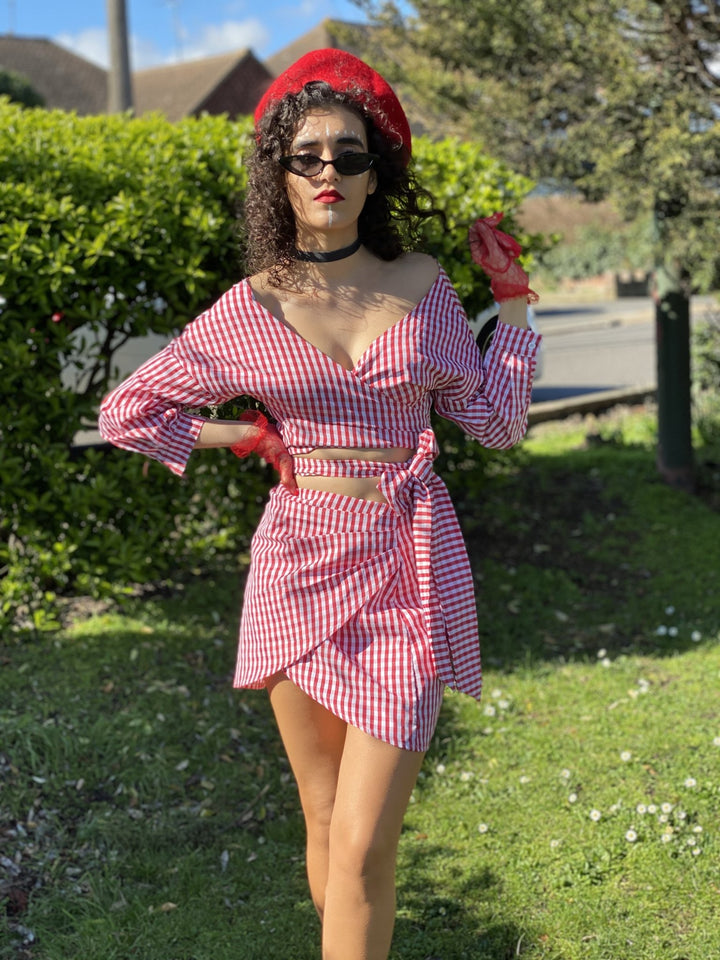 Picnic Barbie Wrap Shirt + Mini Skirt Co-ord - One Wear Freedom 