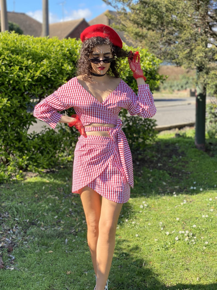 Picnic Barbie Wrap Shirt + Mini Skirt Co-ord - One Wear Freedom 