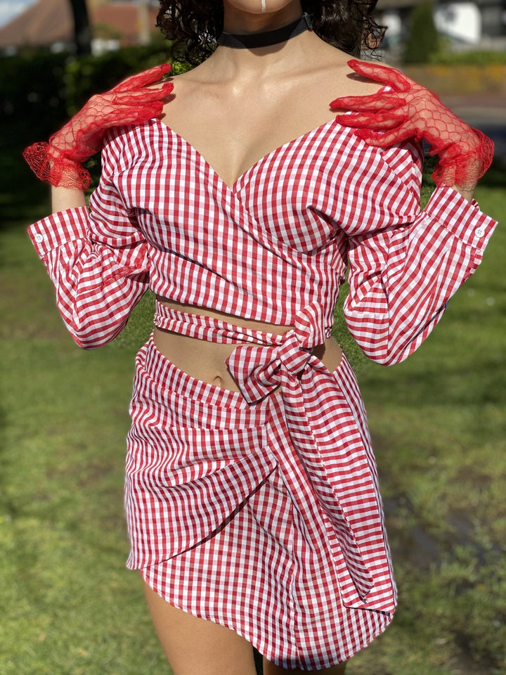 Picnic Barbie Wrap Shirt + Mini Skirt Co-ord - One Wear Freedom 