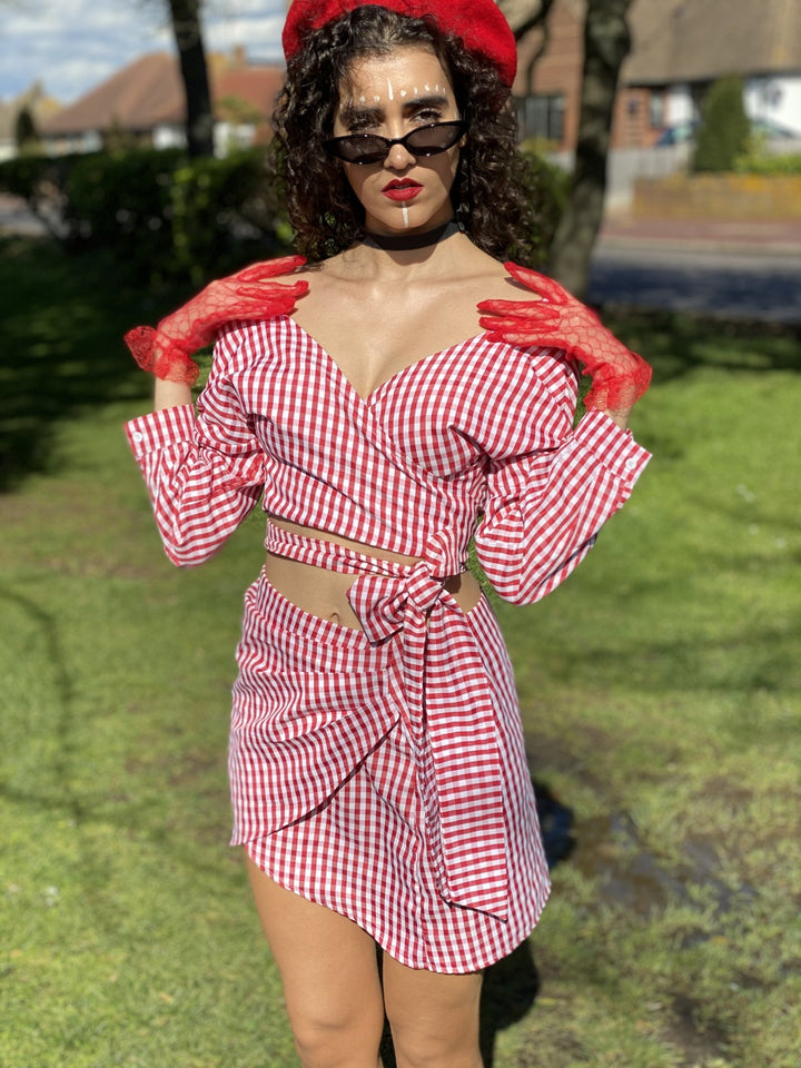 Picnic Barbie Wrap Shirt + Mini Skirt Co-ord - One Wear Freedom 