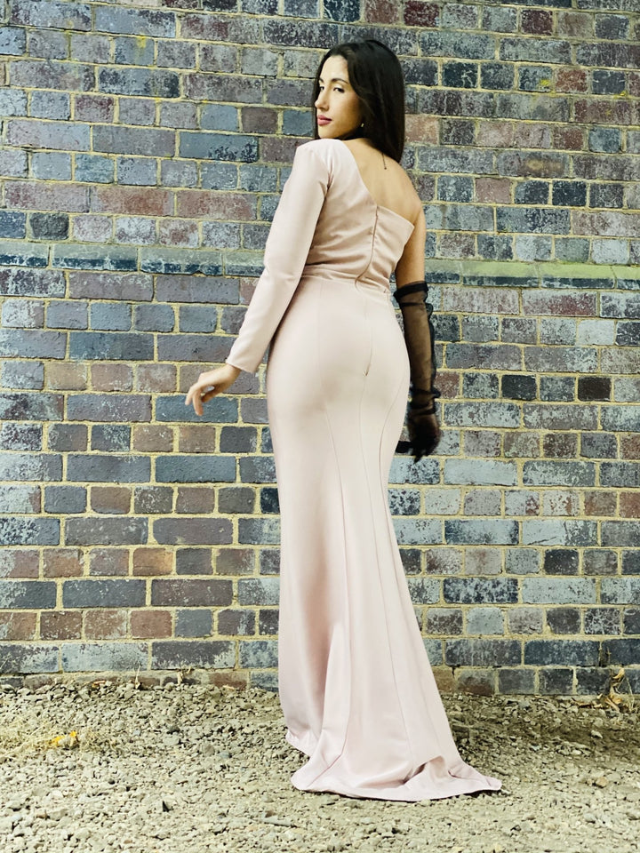 Pink Champagne One-Shoulder Gown - One Wear Freedom 