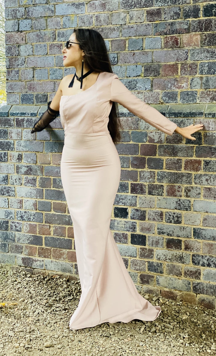 Pink Champagne One-Shoulder Gown - One Wear Freedom 
