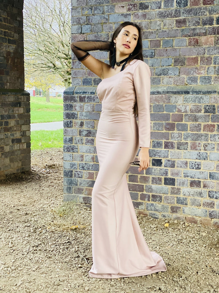 Pink Champagne One-Shoulder Gown - One Wear Freedom 