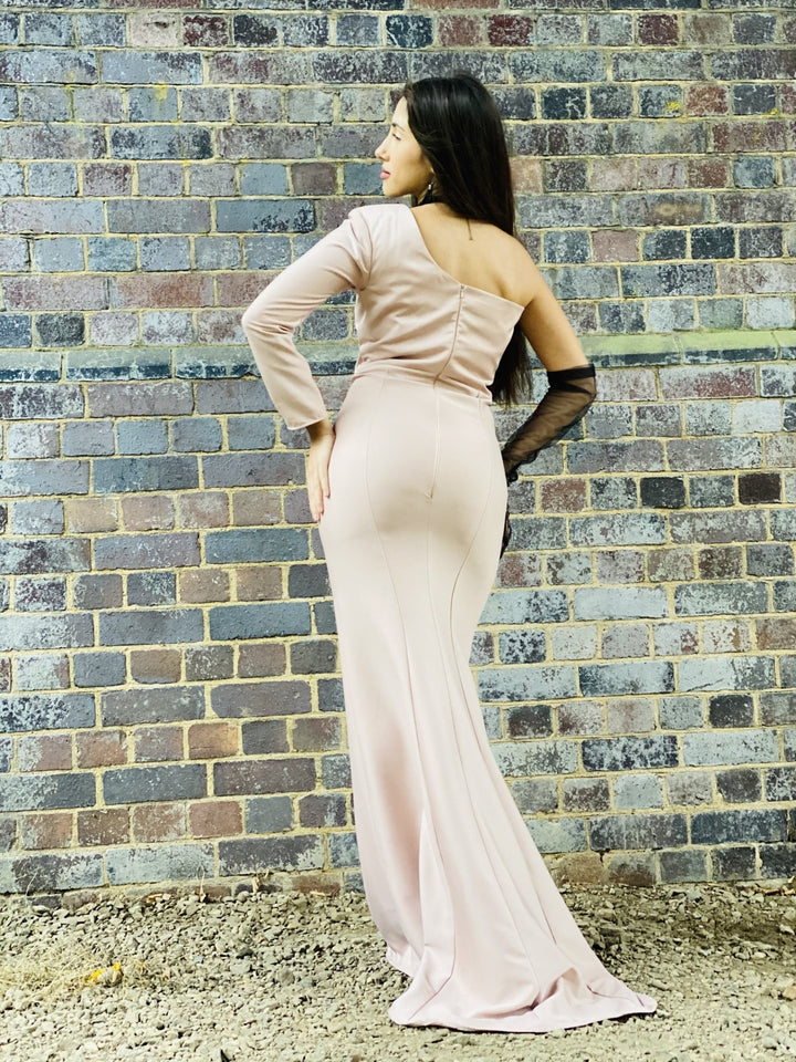 Pink Champagne One-Shoulder Gown - One Wear Freedom 