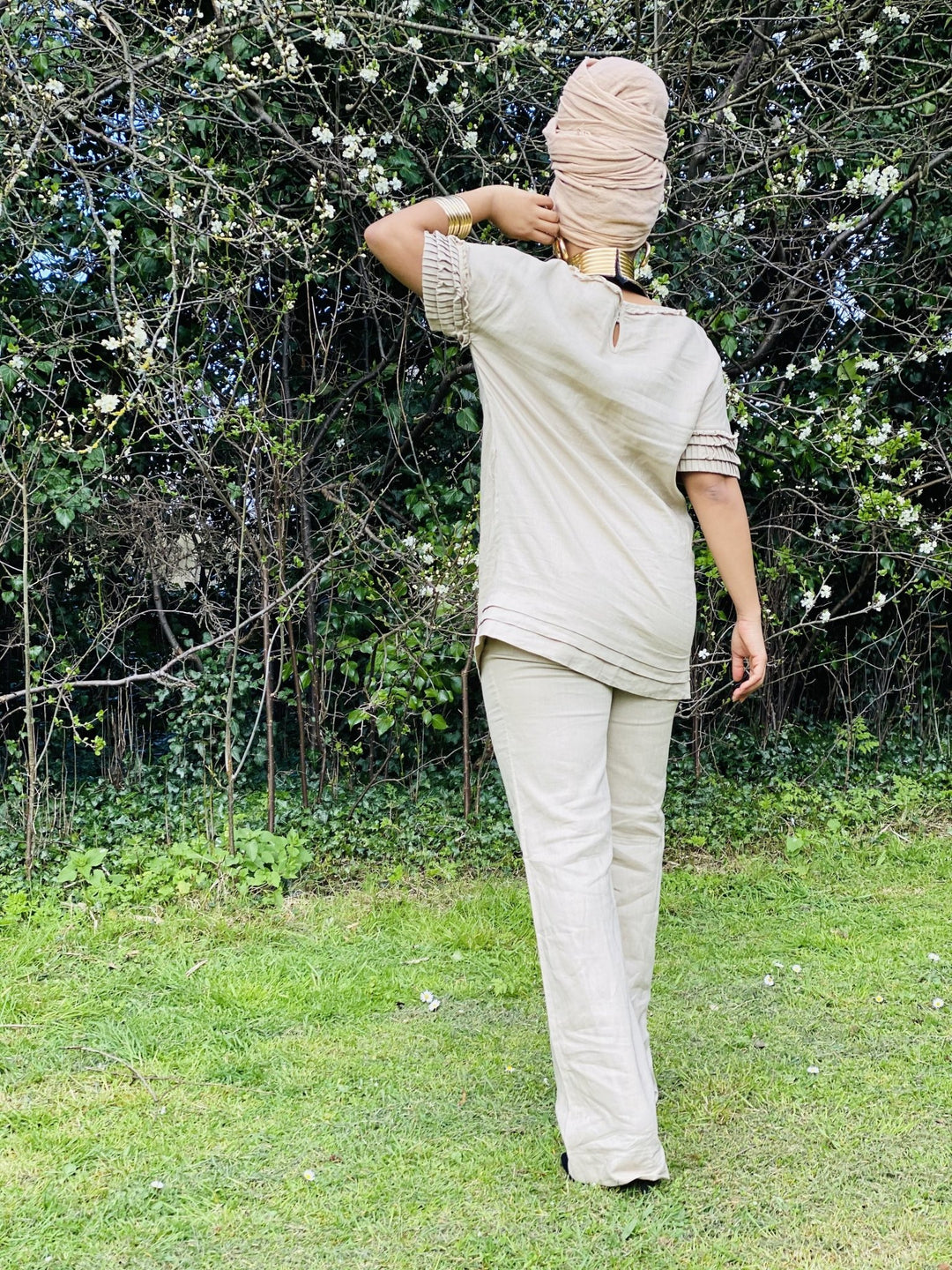 Pleated Caramel T-shirt Co-ord - One Wear Freedom 