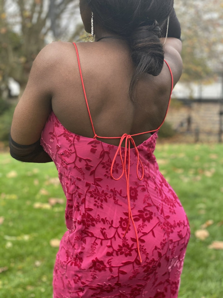 Pretty in Pink Vintage Chiffon + Burnout Velvet Dress - One Wear Freedom 