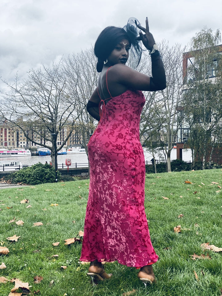 Pretty in Pink Vintage Chiffon + Burnout Velvet Dress - One Wear Freedom 