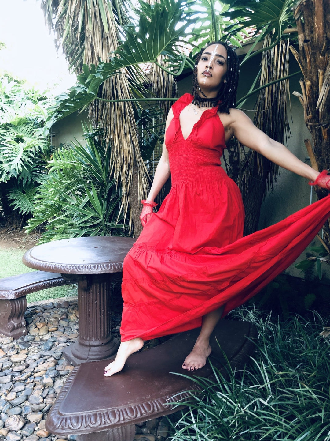 Rocket Red Snapdragon Maxi Dress - One Wear Freedom 