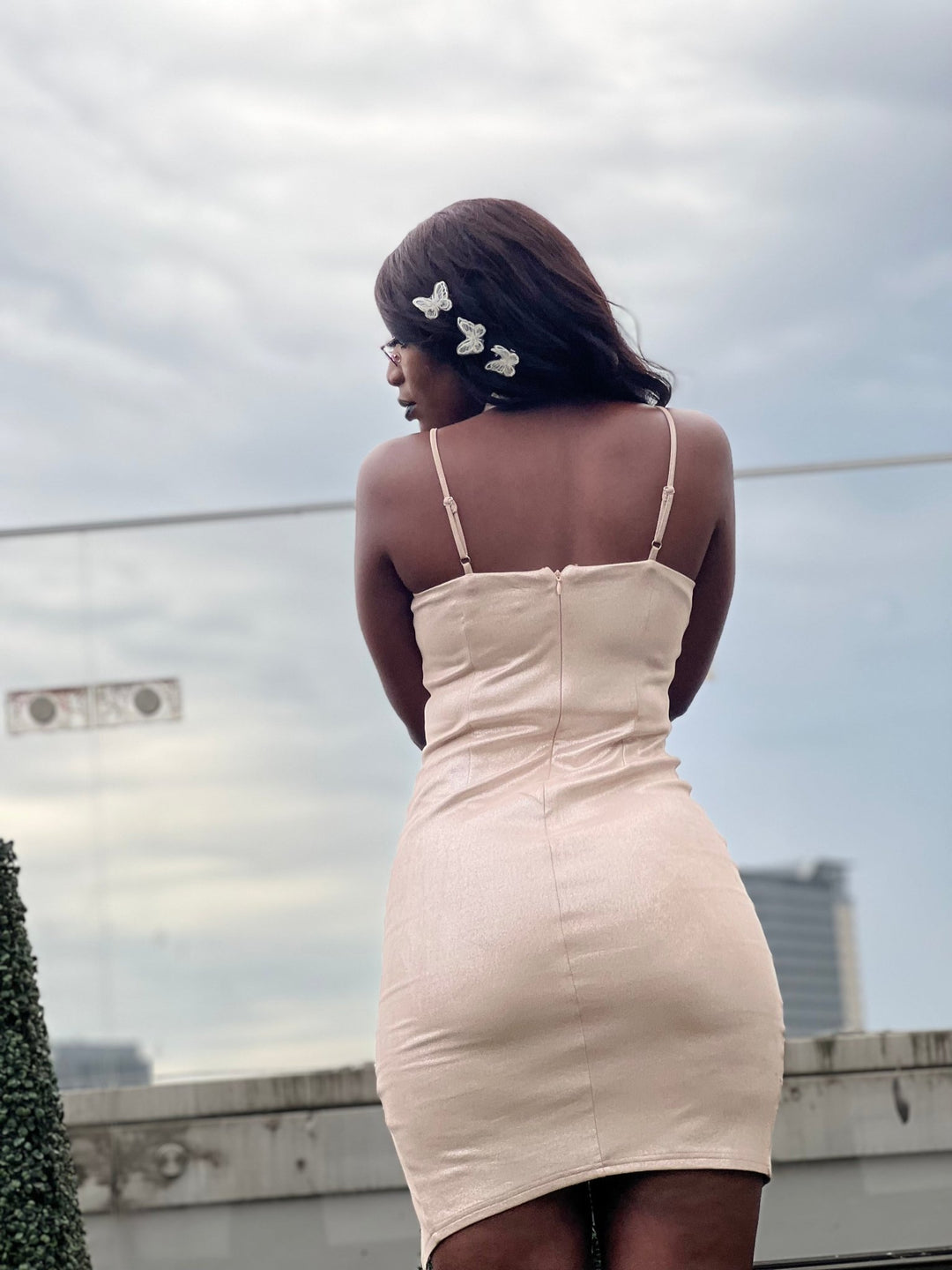 Rose Gold Shimmer Dress with Choker - One Wear Freedom 