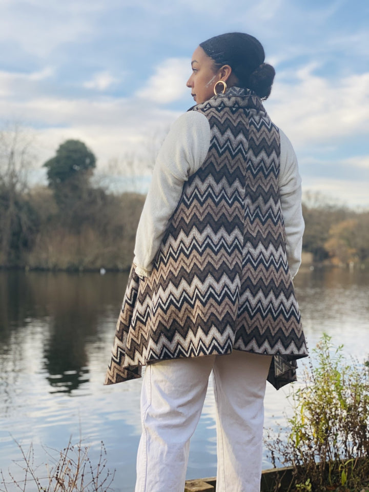 Shades of Brown ZigZag Waist Coat - One Wear Freedom 