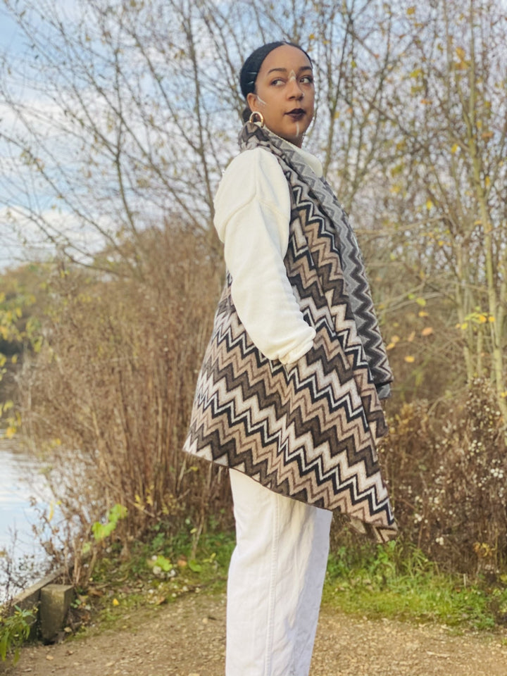 Shades of Brown ZigZag Waist Coat - One Wear Freedom 