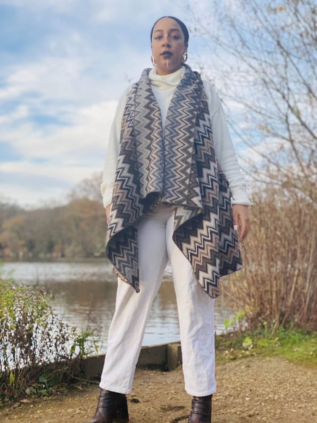 Shades of Brown ZigZag Waist Coat - One Wear Freedom #product_tags#