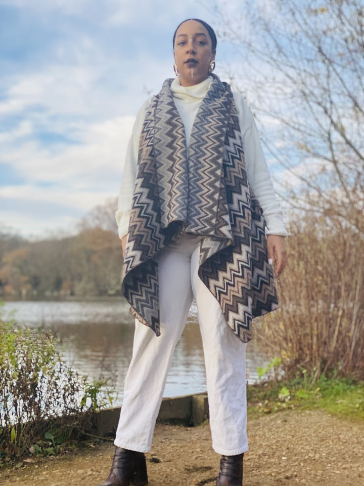 Shades of Brown ZigZag Waist Coat - One Wear Freedom 