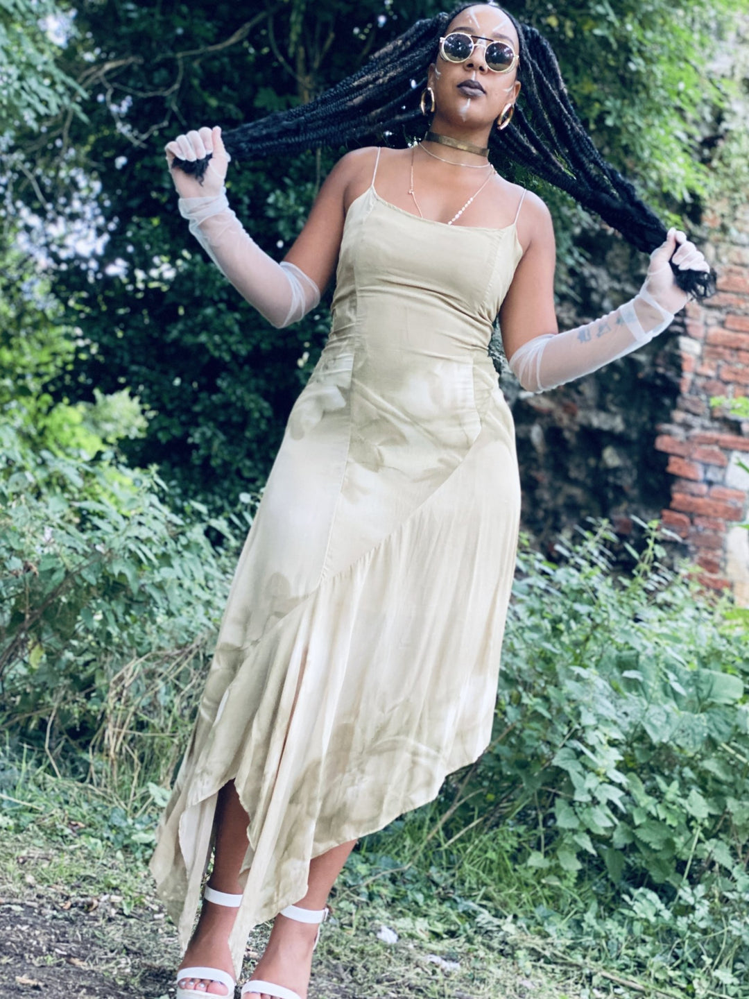 Shades of Khaki Boho Waterfall Dress - One Wear Freedom #product_tags#