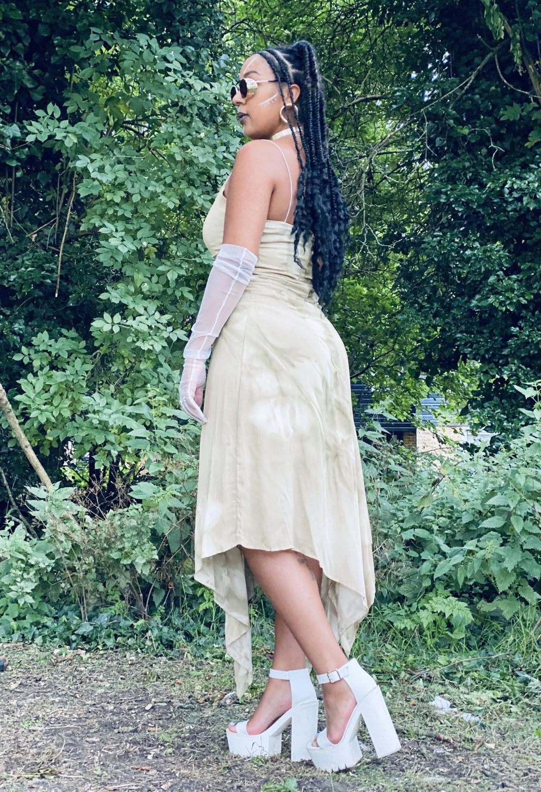Shades of Khaki Boho Waterfall Dress - One Wear Freedom 