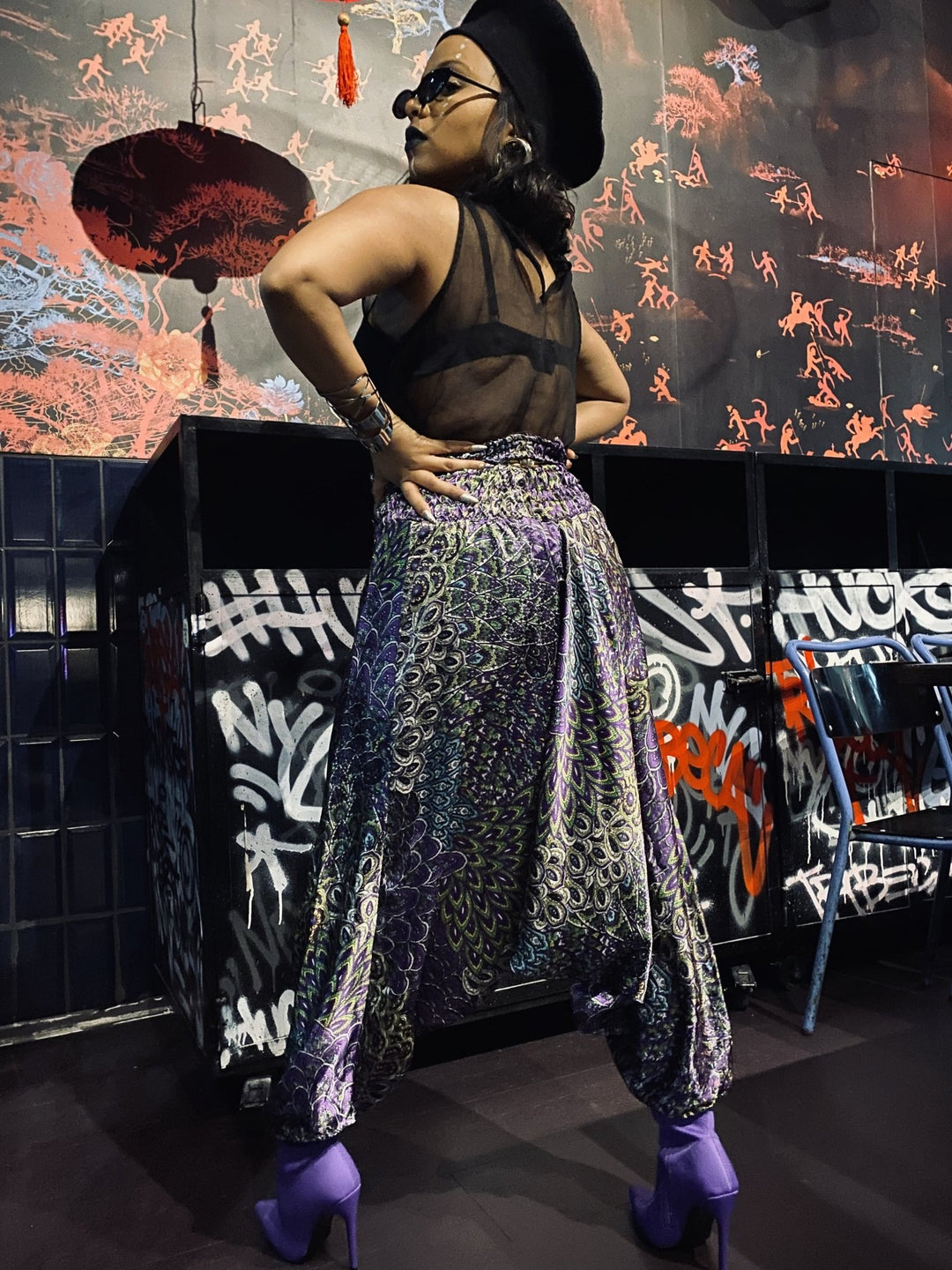 Silky Peacock Aladdin Trousers - One Wear Freedom 