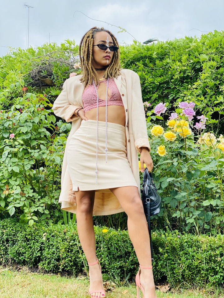 Silver Paisley Mini Skirt + Long Blazer Suit - One Wear Freedom 