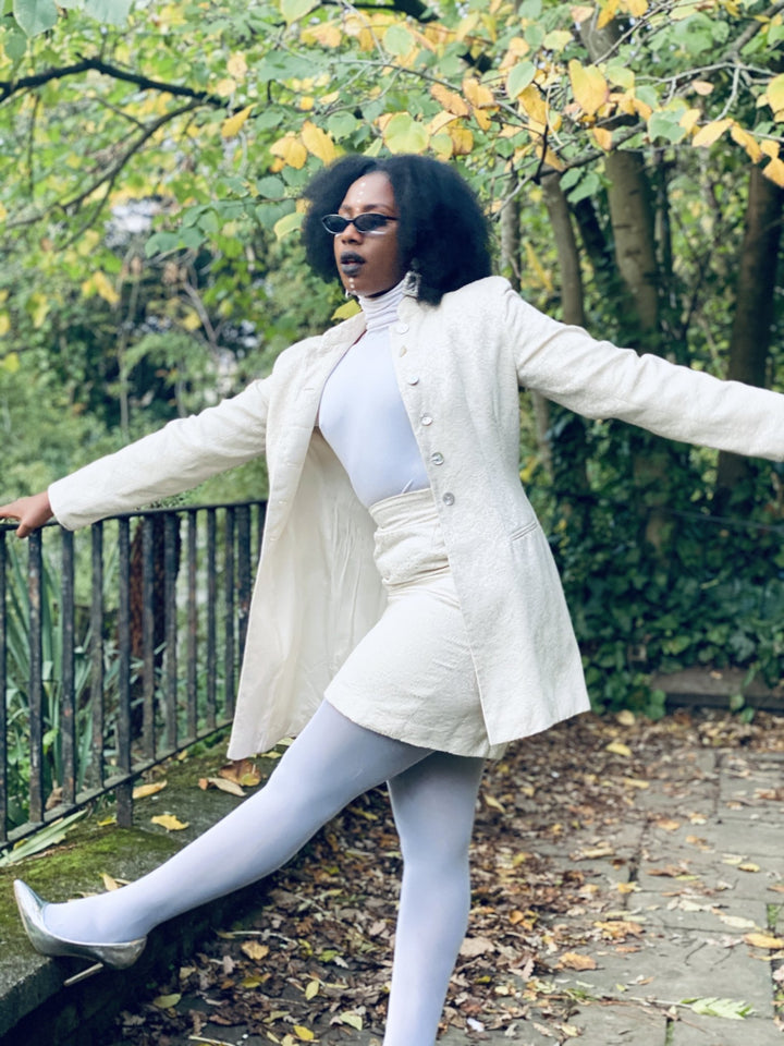 Silver Paisley Mini Skirt + Long Blazer Suit - One Wear Freedom 