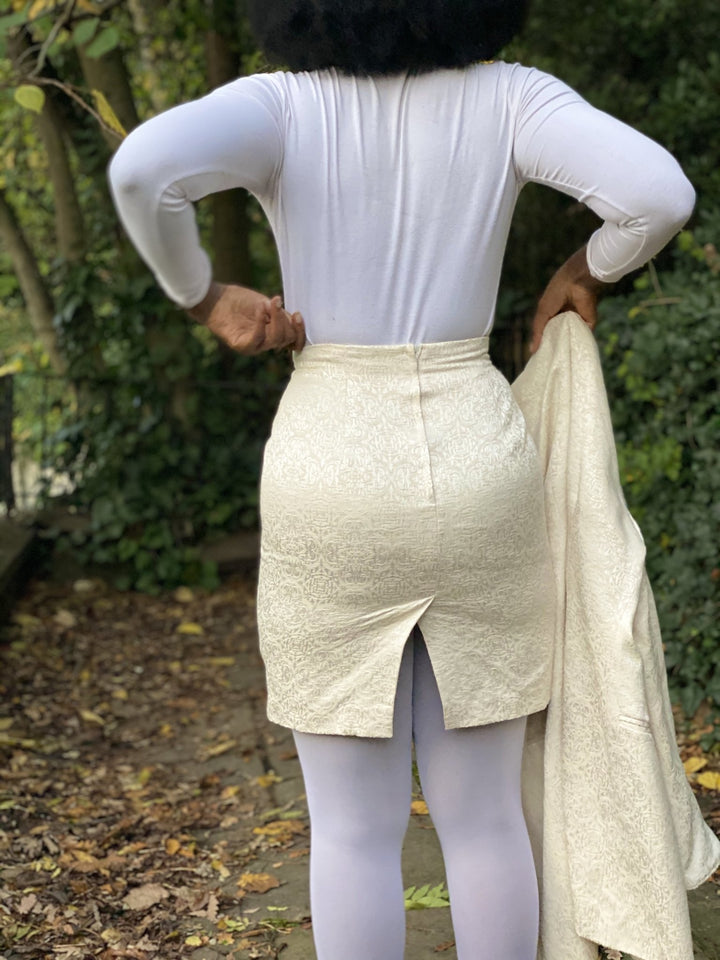 Silver Paisley Mini Skirt + Long Blazer Suit - One Wear Freedom 