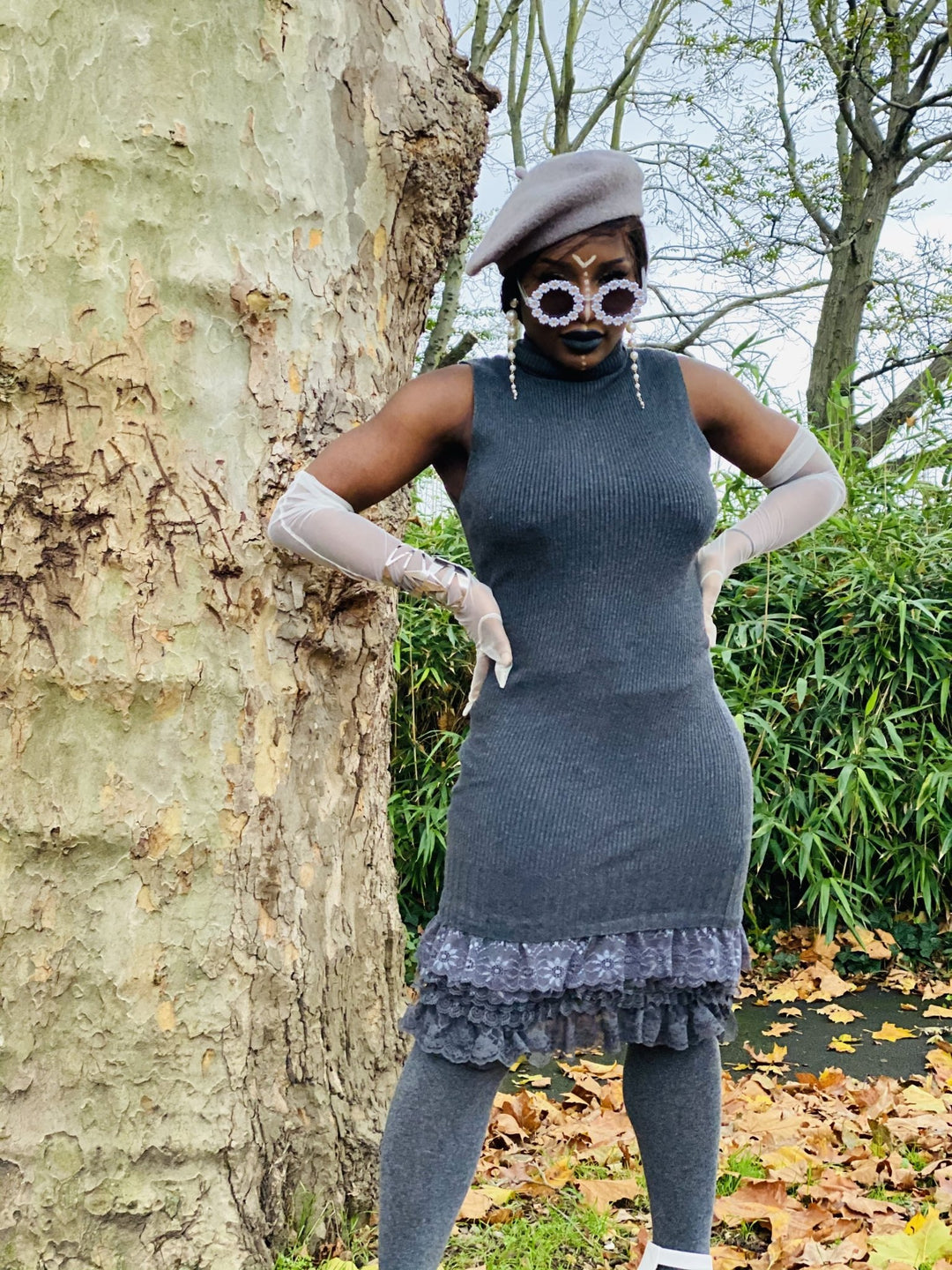 Smokey Ribbed Polo Midi Dress with Lace Frills - One Wear Freedom 