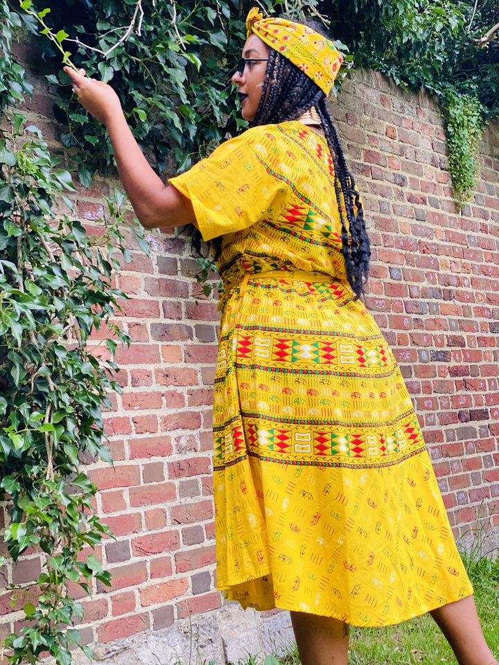 Sunshine in Soweto Dress with Waist Belt + Headwrap - One Wear Freedom 