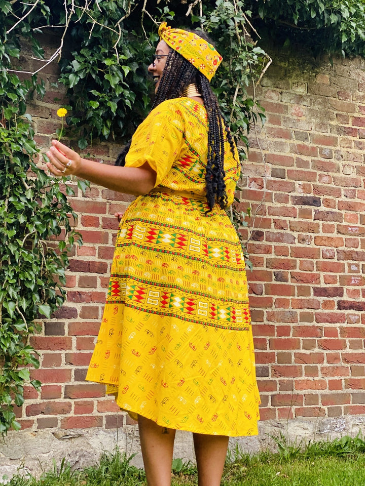 Sunshine in Soweto Dress with Waist Belt + Headwrap - One Wear Freedom 