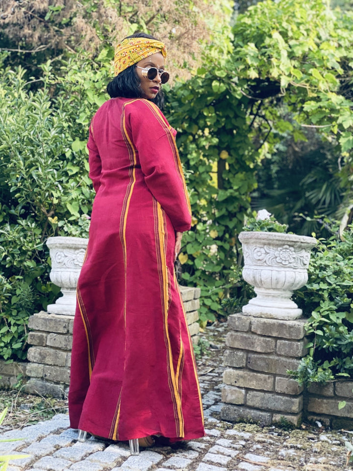 Traditional Afghan Poppy + Gold Maxi Dress - One Wear Freedom 