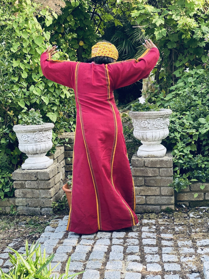 Traditional Afghan Poppy + Gold Maxi Dress - One Wear Freedom 