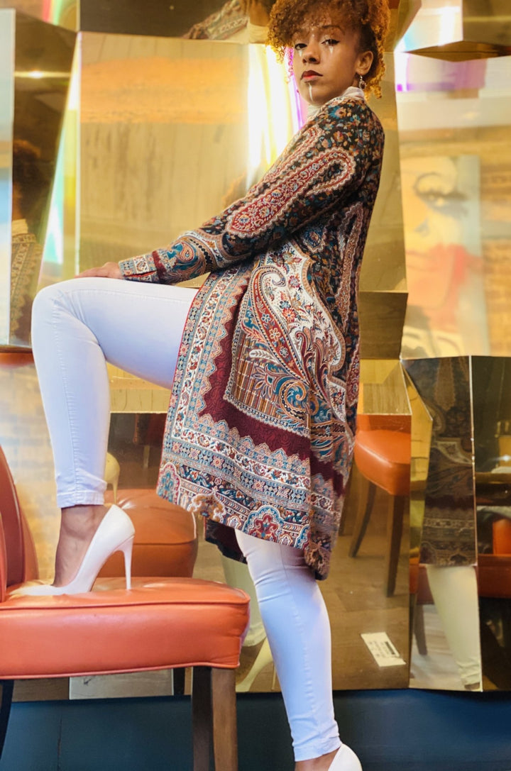 Traditional Scarlett Jacquard Pashmina Coat - One Wear Freedom 