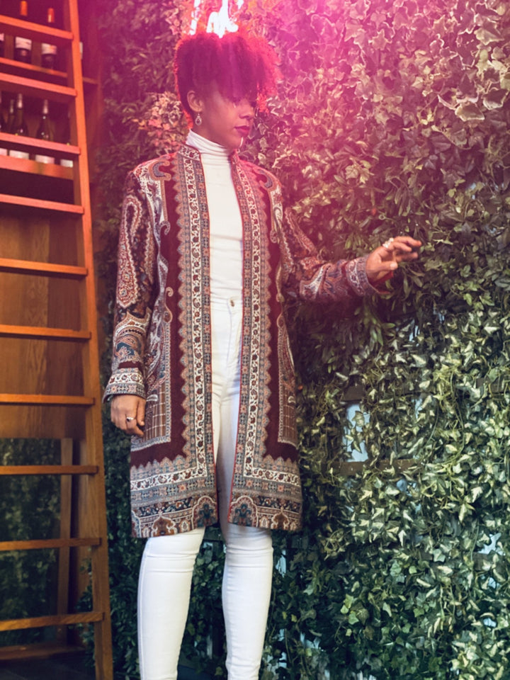 Traditional Scarlett Jacquard Pashmina Coat - One Wear Freedom 