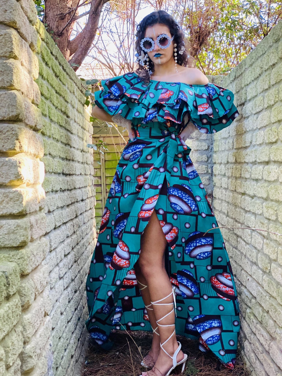 Tropical Turquoise Ruffle Gown - One Wear Freedom #product_tags#