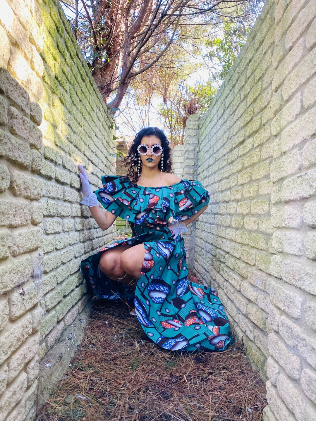 Tropical Turquoise Ruffle Gown - One Wear Freedom 