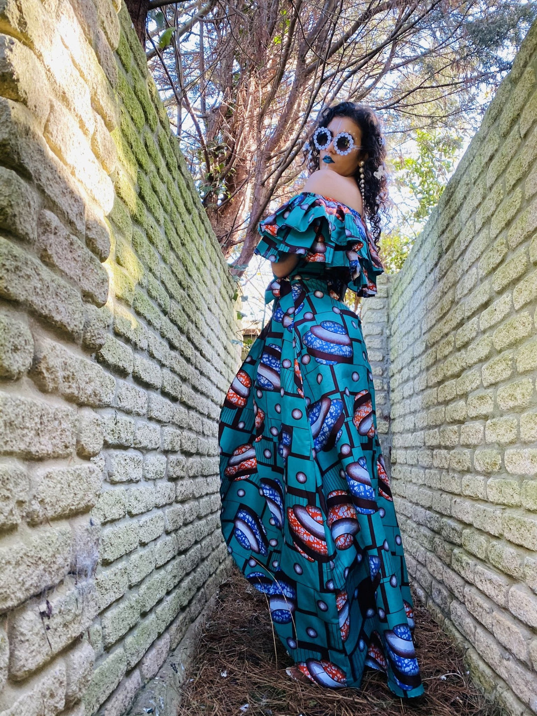 Tropical Turquoise Ruffle Gown - One Wear Freedom 