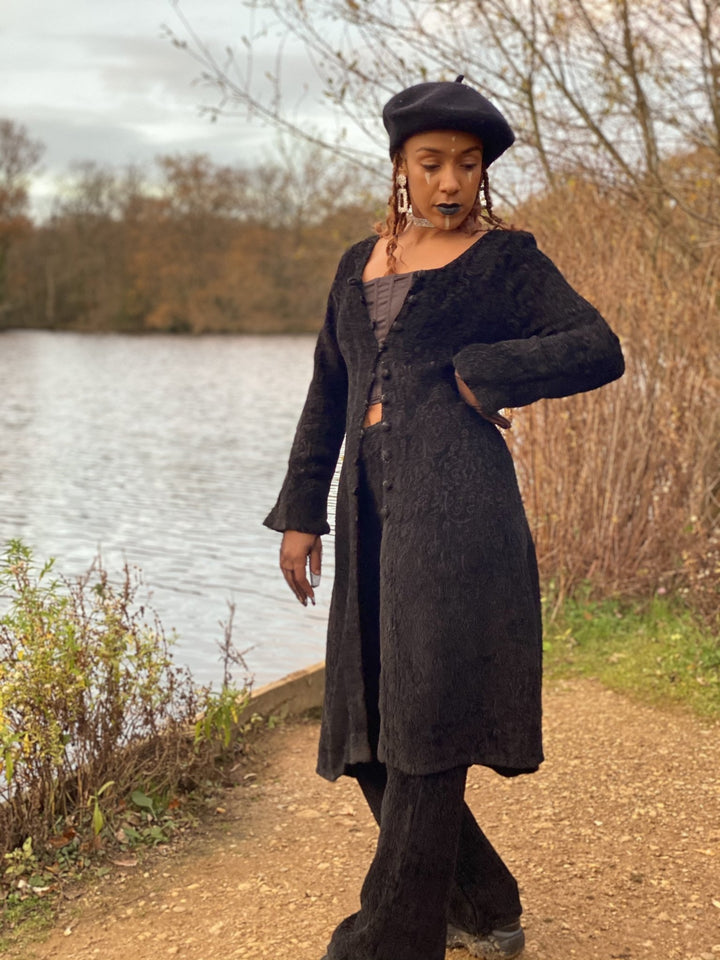 Vintage Black Damask Sailor Jacket + Trouser Co-ord - One Wear Freedom 