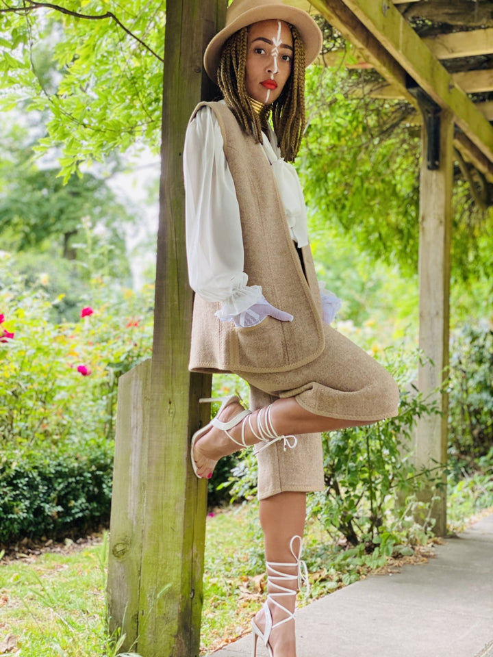 Vintage Welsh Wool Waist Coat + Shorts Co-ord - One Wear Freedom 