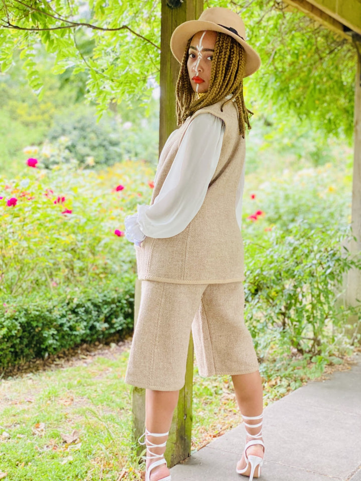 Vintage Welsh Wool Waist Coat + Shorts Co-ord - One Wear Freedom 