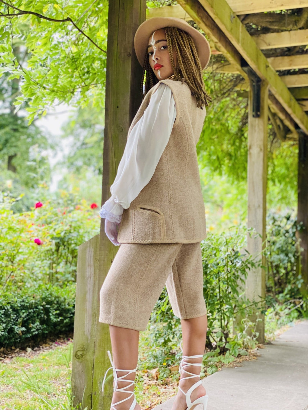 Vintage Welsh Wool Waist Coat + Shorts Co-ord - One Wear Freedom 