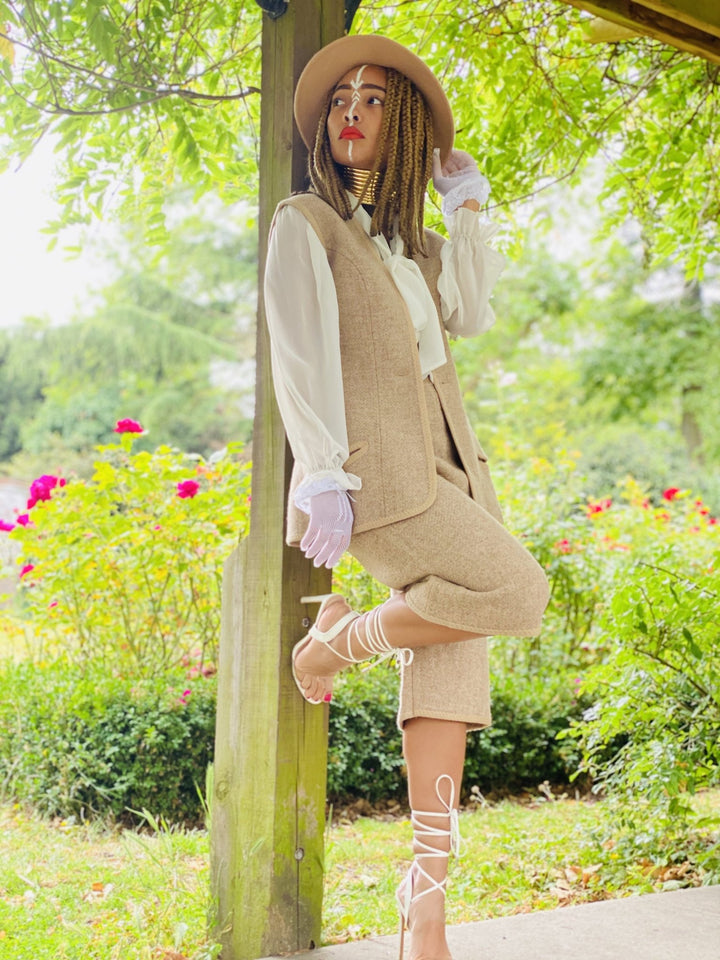 Vintage Welsh Wool Waist Coat + Shorts Co-ord - One Wear Freedom 