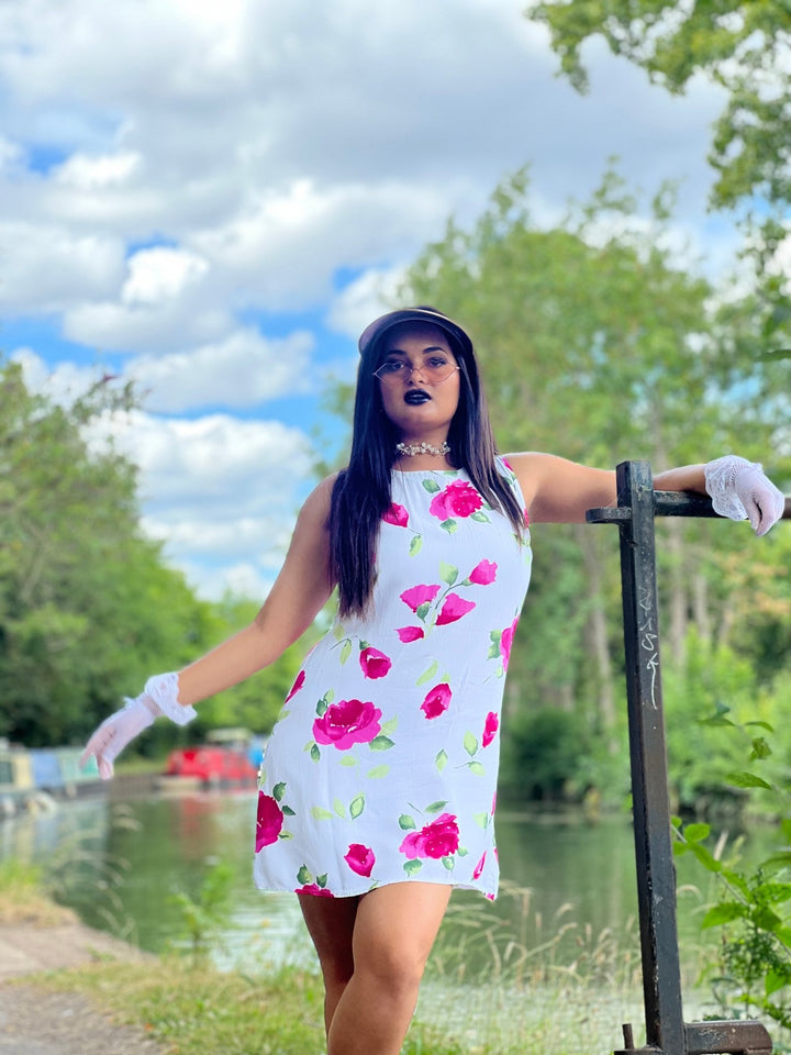 White + Pink Peony Shift Dress - One Wear Freedom 