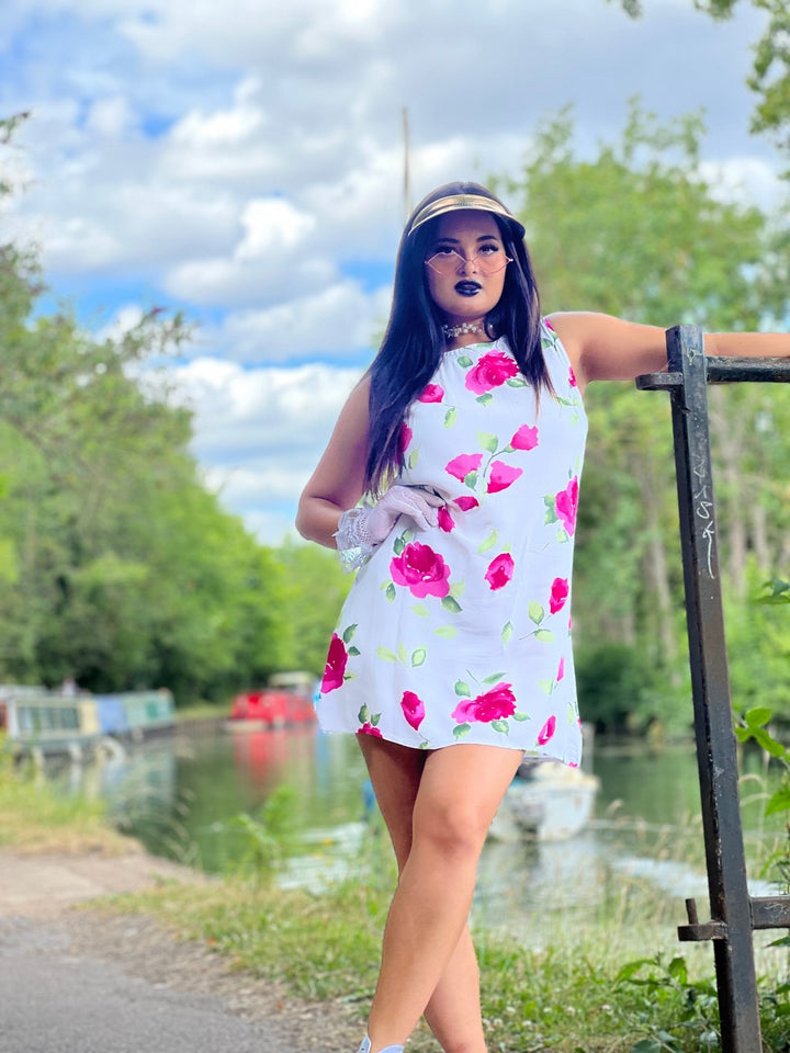 White + Pink Peony Shift Dress - One Wear Freedom 